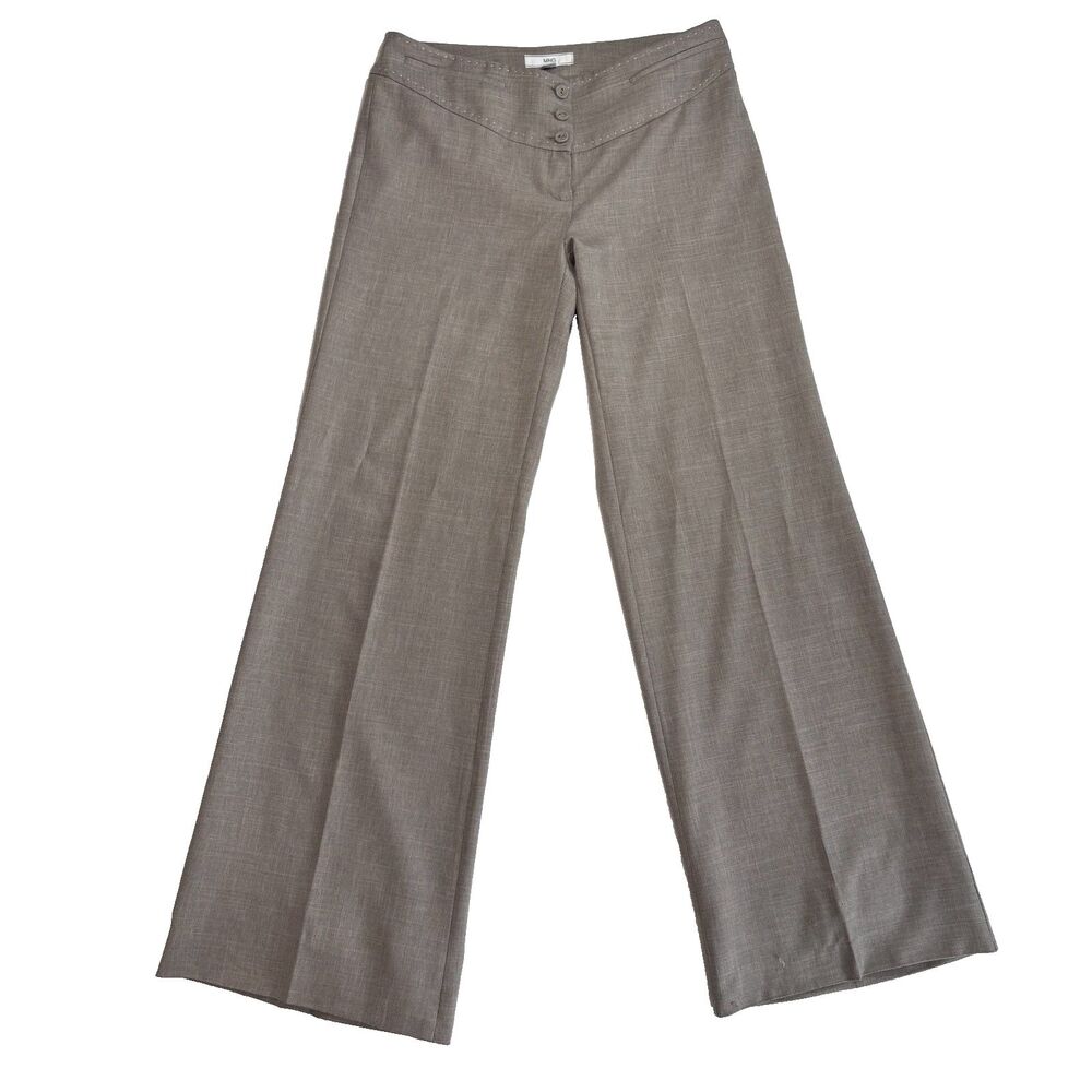 Mango Pants Gray Relaxed Leg Slacks Business Casual Office Siren Chic
